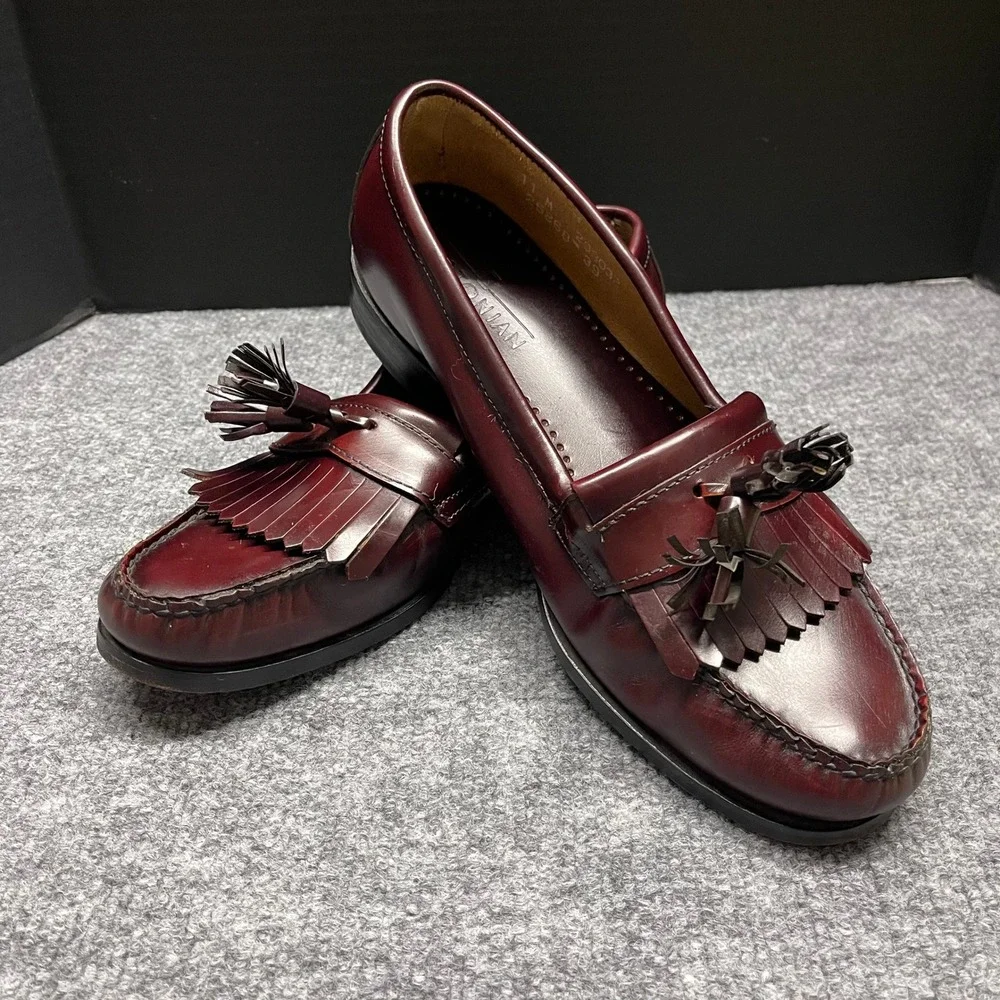 Bostonian Shoes Mens 11 M Burgundy Leather Kiltie Tassel Loafers Made in USA